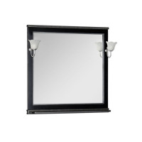 Зеркало Aquanet Валенса 100 со светильниками, черный краколет/серебро