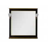 Зеркало Aquanet Валенса 100 со светильниками, черный краколет/золото