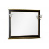 Зеркало Aquanet Валенса 110 со светильниками, черный краколет/золото