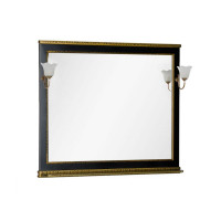 Зеркало Aquanet Валенса 110 со светильниками, черный краколет/золото