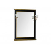 Зеркало Aquanet Валенса 70 со светильниками, черный краколет/золото